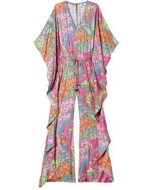 Twinset Paisley-Print Ruffled Jumpsuit - Red