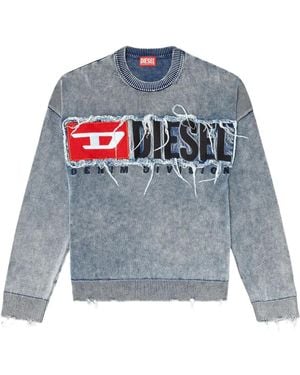 DIESEL Frayed Logo-Patch Jumper - Grey