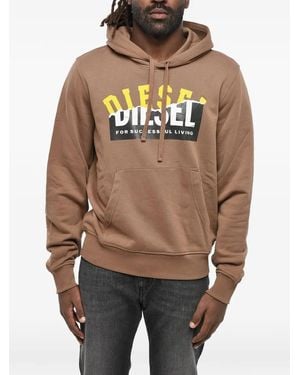DIESEL Ginn Logo-Printed Drawstring Hoodie - Black