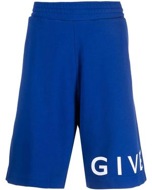 Givenchy Logo-Print Knee-Length Track Shorts - Blue