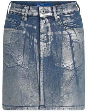 Karl Lagerfeld Coated Denim Mini Skirt - Blue