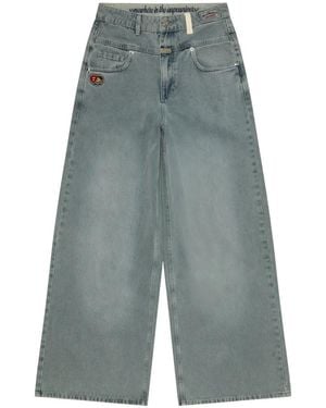 Aape By A Bathing Ape Embroidered Wide-Leg Jeans - Blue