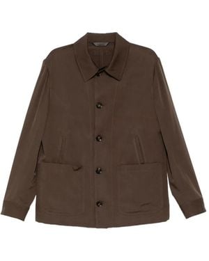 Brioni Silk Buttoned-Cuff Jacket - Marrone