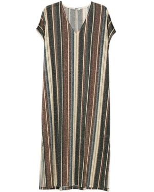Siyu Zoe V-Neck Striped Maxi Dress - Green