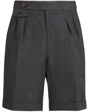 Brunello Cucinelli Pantalones cortos con pinzas dobles - Gris