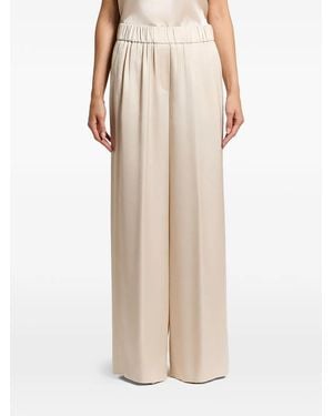 Peserico Elasticated-Waist Satin Trousers - Natural