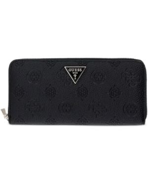 Guess Maxi Cresidia Embossed Zip Wallet - Black