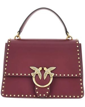 Pinko Medium Love Birds Stud-Embellished Tote Bag - Purple