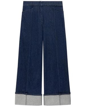 Another Tomorrow Cuffed Seamed Jeans - Blue