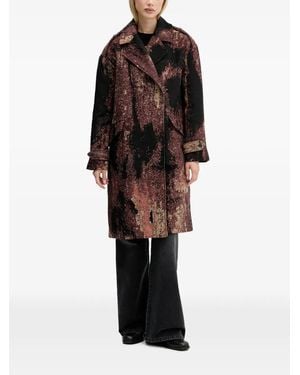 Desigual Abrigo Con Motivo Abstracto - Negro