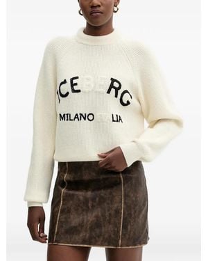 Iceberg Logo Knitted Jumper - Natural