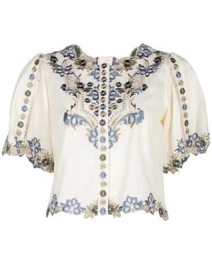 CHRISTY LYNN Brynn Floral-Embroidered Shirt - White