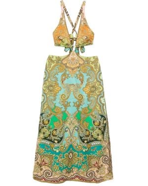 ALÉMAIS Paisley-Print Cut-Out Dress - Green