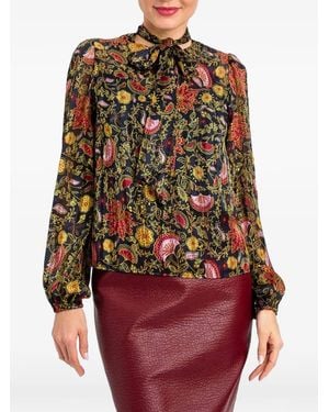 Twinset Floral-Print Pussy-Bow Blouse - Red