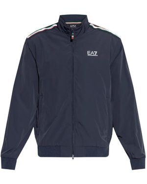 EA7 Zip-Fastening Striped Jacket - Blue