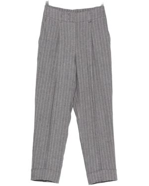 Peserico Pinstripe-Pattern Pleated Trousers - Grey