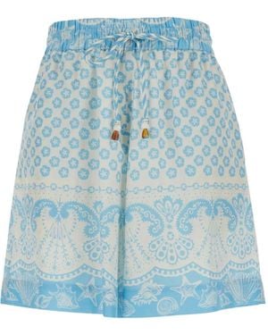 Mantero 1902 Floral Drawstring Shorts - Blue