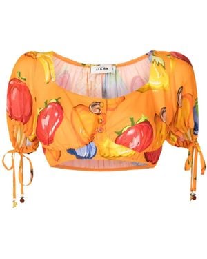 Amir Slama Blusa Crop Con Stampa - Arancione