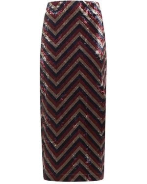 Pierre Louis Mascia Chevron-Motif Maxi Skirt - Brown