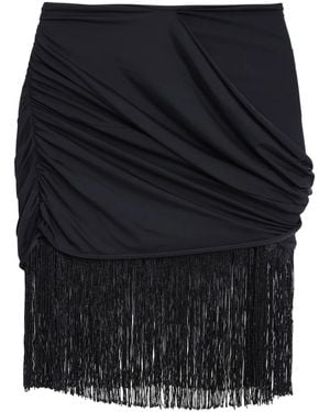 Amir Slama Fringe-Detail Mini Skirt - Black