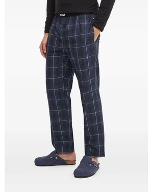 BOSS Stripe-Detail Checked-Pattern Pyjama Set - Blue