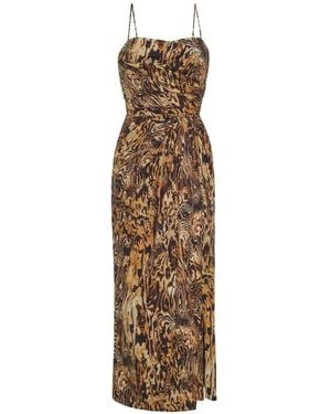 Adam Lippes Cari Draped Pattern Midi Dress - Natural