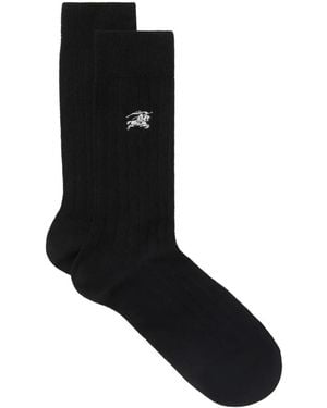 Burberry Embroidered-Logo Socks - Black