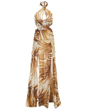 Just Cavalli Cut-Out Printed Maxi Dress - Metallic