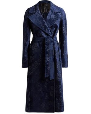 Etro Blumenmantel aus Chenille-Jacquard - Blau
