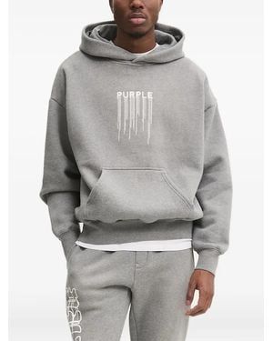Purple Brand Drip-Effect Hoodie - Grey