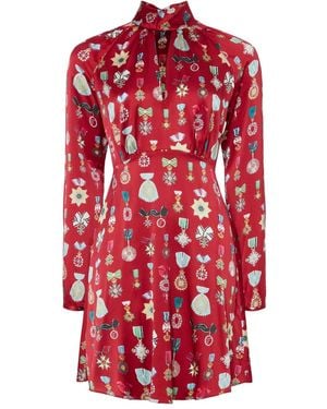 Temperley London Gloriette Medal-Print Mini Dress - Red