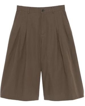Amomento Pleated-Detail Tailored Shorts - Brown