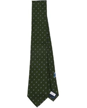 Ferragamo Two Tone-Gancini Jacquard Tie - Green
