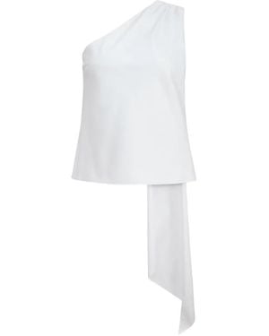 Toccin Vik One-Shoulder Cascade Cotton Top - White