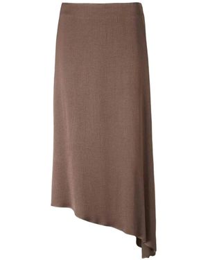 Peserico Asymmetric-Hem Midi Skirt - Brown