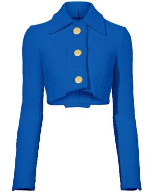 Proenza Schouler ツイード クロップドジャケット - ブルー