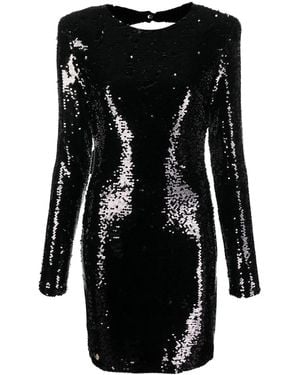 Philipp Plein Long-Sleeved Sequin-Embellished Dress - Black