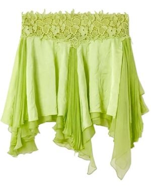 Versace Falda Corta Con Ribete De Encaje - Verde
