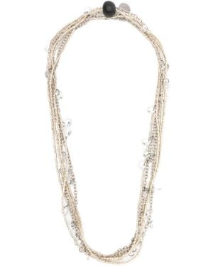 Maria Calderara Collier À Ornements En Cristal - Blanc