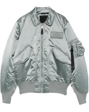Alpha Industries Logo-Patch Bomber Jacket - Grey
