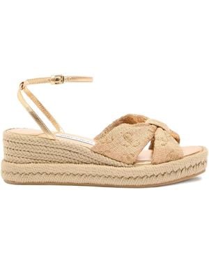 Jimmy Choo 60Mm Aella Wedge Sandals - Natural