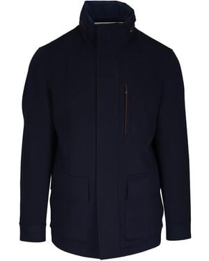 Paul & Shark High-Neck Cashmere Coat - Blue