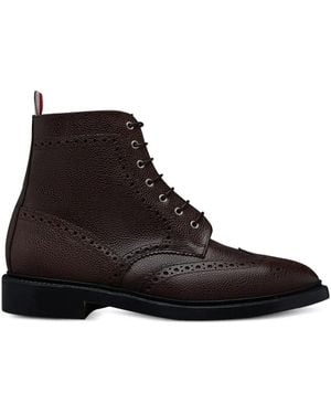 Thom Browne Leather Wingtip Boots - Black