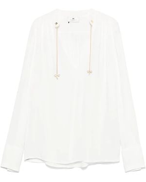 Elisabetta Franchi Logo-Charms Georgette Blouse - White