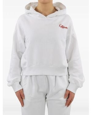 Follovers Logo-Embroidered Cropped Hoodie - White