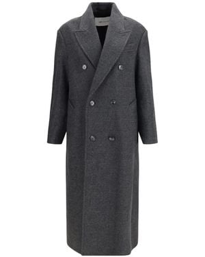 Ami Paris Double-Breasted Wool Coat - Black