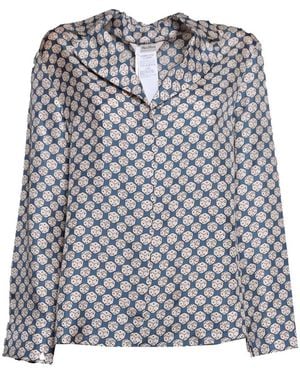 Max Mara Dice-Print Silk Shirt - Gray