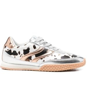 Gioseppo Gering Cow-Print Metallic-Effect Sneakers - White