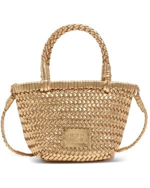 Bimba Y Lola Mini Woven Top-Handles Leather Tote Bag - Metallic