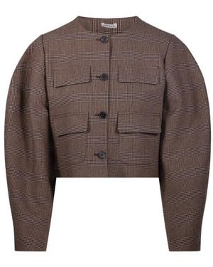 P.A.R.O.S.H. Check Cropped Jacket - Brown